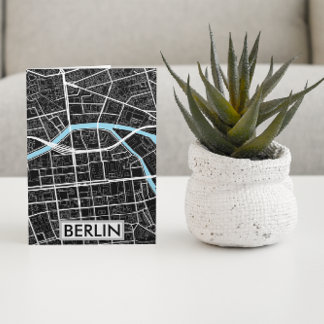 Berlin Germany Black City Map Postcard