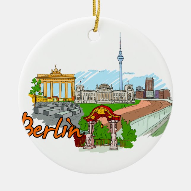 Berlin - Germany Ceramic Tree Decoration (Front)