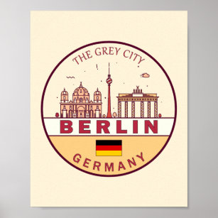 Berlin Germany City Skyline Emblem Poster