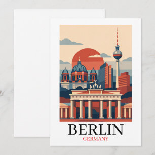 Berlin Germany City Skyline – Minimalist Vintage Card