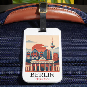 Berlin Germany City Skyline – Minimalist Vintage Luggage Tag