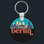 Berlin Germany City Skyline Vintage Cityscape Key Ring<br><div class="desc">Vintage and retro city design with beautiful skyline, tourist attraction and cityscape art. Cool skyscraper and building silhouette illustration merchandise for tourist and traveller. Perfect as souvenir to bring back home when travelling around the world. Save the memory of your travel and vacation with family and friends. Background colour can...</div>