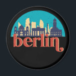 Berlin Germany City Skyline Vintage Cityscape Magnet<br><div class="desc">Vintage and retro city design with beautiful skyline, tourist attraction and cityscape art. Cool skyscraper and building silhouette illustration merchandise for tourist and traveller. Perfect as souvenir to bring back home when travelling all around the world. Save the memory of your travel and vacation with family and friends. Background colour...</div>