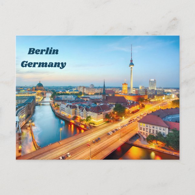 Berlin, Germany Downtown in the Evening  Postcard (Front)