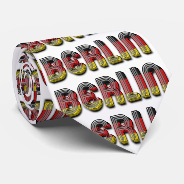 Berlin Germany German Flag Colours Typography Tie (Rolled)