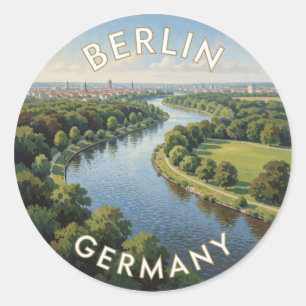 Berlin Germany Green Waterways Nature Travel View Classic Round Sticker