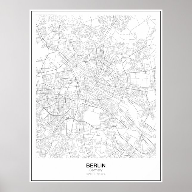 Berlin, Germany Minimalist Map Poster (Style 2) (Front)