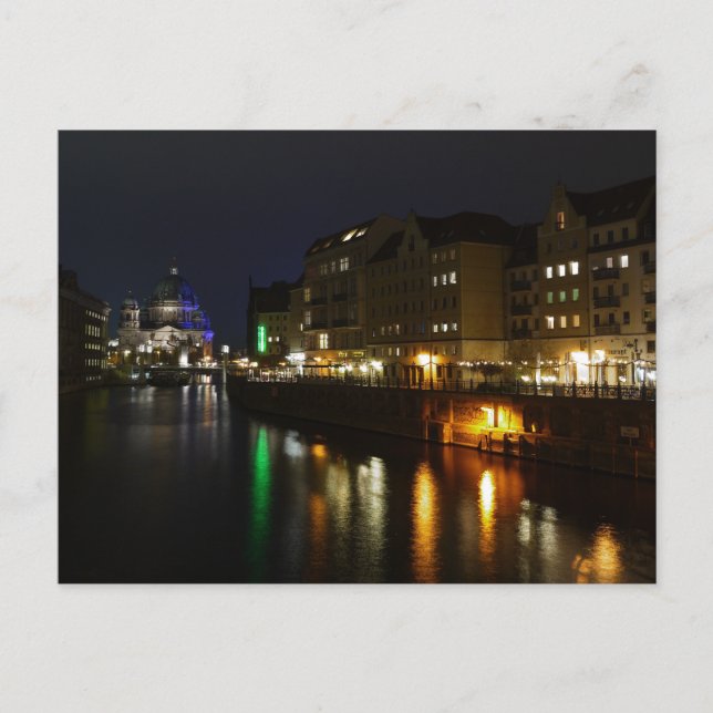 Berlin Germany Night Postcard Spree Nacht (Front)