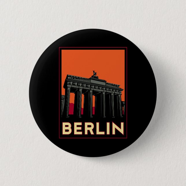 berlin germany oktoberfest art deco retro travel 6 cm round badge (Front)