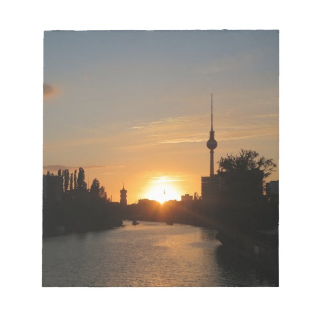 Berlin Germany Skyline Night Postcard Fernsehturm Notepad (Front)