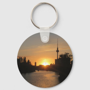 Berlin Germany Skyline Night Postcard Key Ring