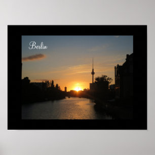 Berlin Germany Skyline Night Poster Fernsehturm
