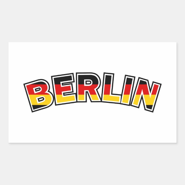 Berlin, Germany, text with Germany flag colours Rectangular Sticker (Front)