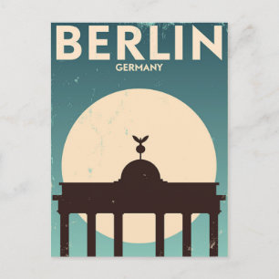 Berlin Germany train Travel Art Vintage  Postcard