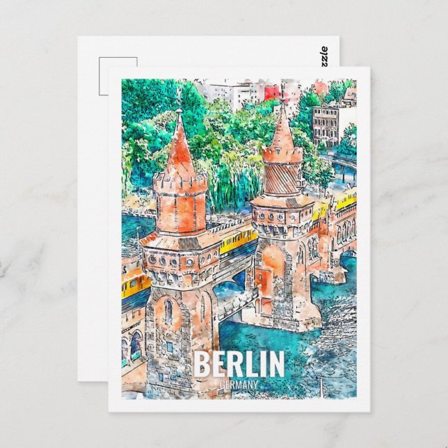 Berlin Germany Travel Place Watercolor Postcard (Front/Back)
