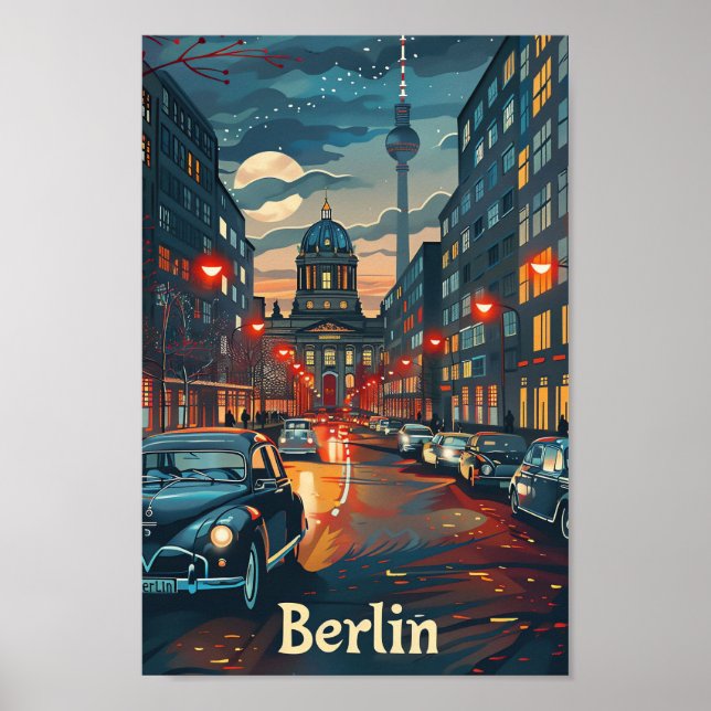 Berlin Germany Vintage Retro Travel Illustration Poster (Front)
