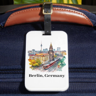 Berlin Germany Vintage Travel Skyline Luggage Tag