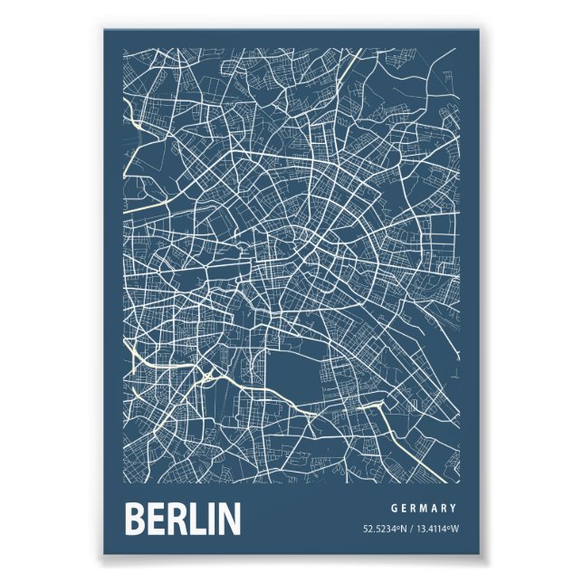Berlin - Germary Blueprint City Map Photo Print (Front)