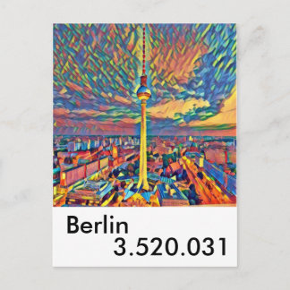 Berlin Hauptstadt Fernsehturm bunt Einwohner Postcard