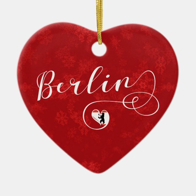 Berlin Heart, Christmas Tree Ornament, Germany Ceramic Tree Decoration (Front)