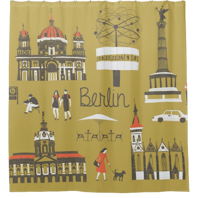 Berlin landmarks and monuments shower curtain (Front)