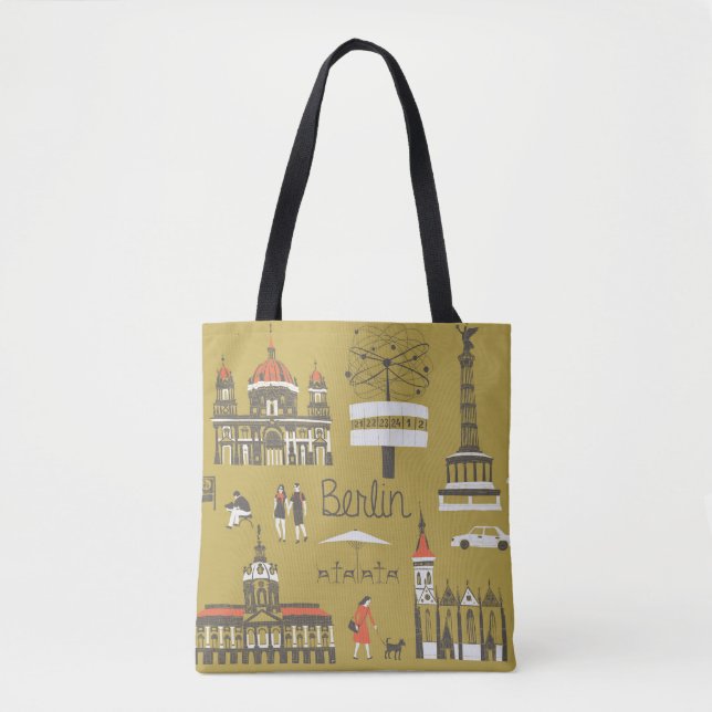 Berlin Landmarks, Monumental Illustration. Tote Bag (Front)