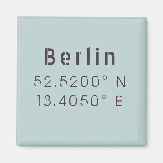 Berlin Latitude Longitude Magnet (Front)