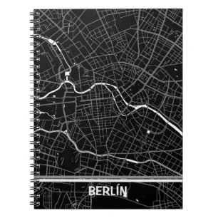 Berlin minimalist map notebook - Black-white