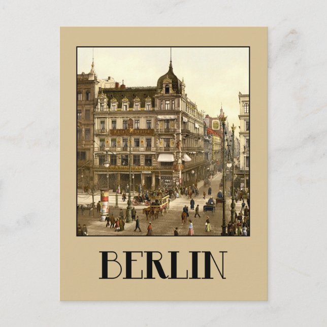 Berlin retro antique Unter den Linden colour Postcard (Front)