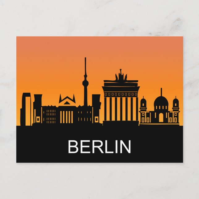Berlin silhouette, summer sunset, illustration postcard (Front)