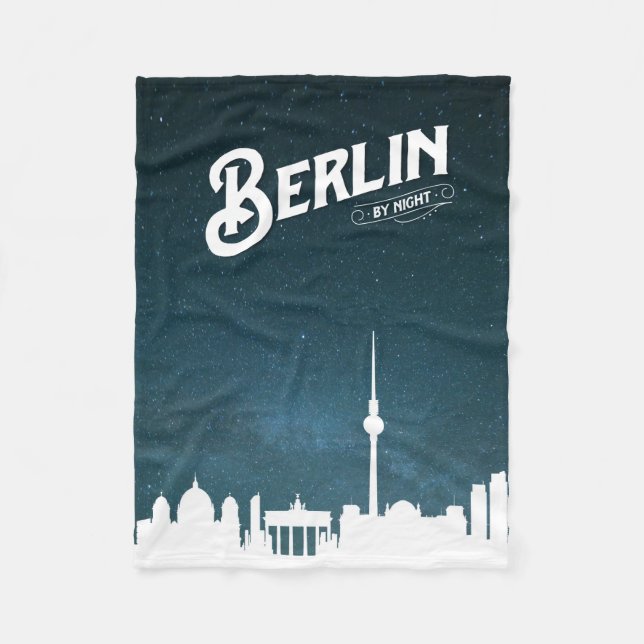 Berlin skyline by night, Berlin, Germany Fleece Blanket (Front)