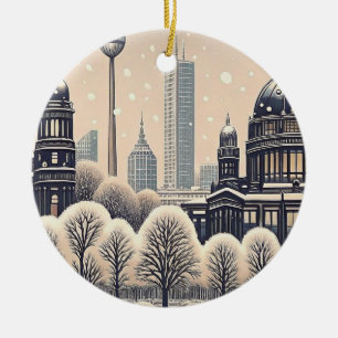 Berlin Skyline Christmas Card Ceramic Tree Decoration