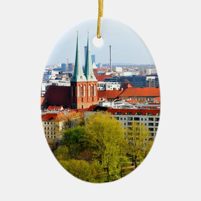 Berlin skyline (Germany) Ceramic Tree Decoration (Front)