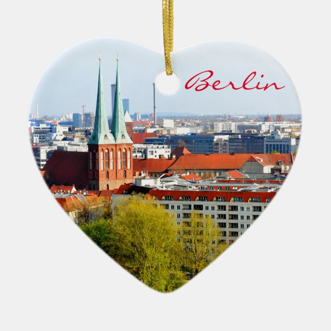 Berlin skyline (Germany) Ceramic Tree Decoration (Front)