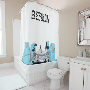 Berlin Skyline Graffiti Shower Curtain