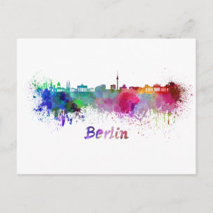 Berlin skyline in watercolor postcard