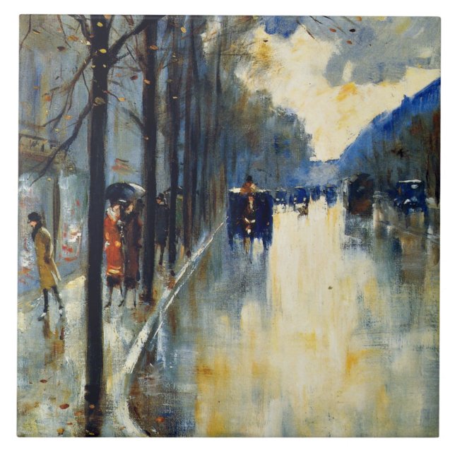 Berlin Street in Late Fall, famous artwork,  Tile (Front)