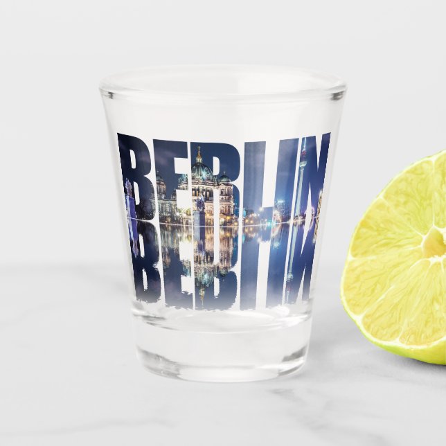 Berlin text souvenir shot glass (Front)