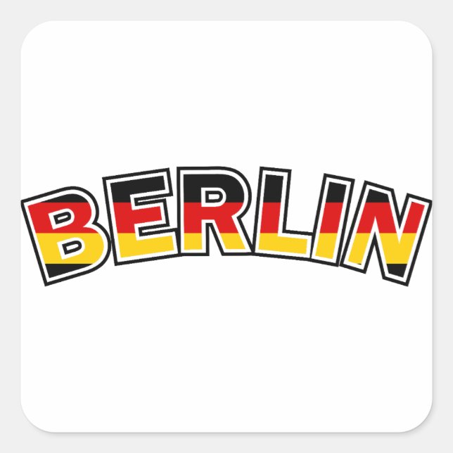 Berlin, text with Germany flag colours Square Sticker (Front)