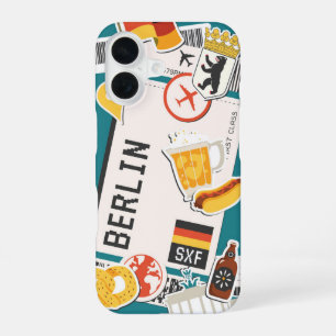 Berlin Travel Sticker Collage iPhone 16 Case