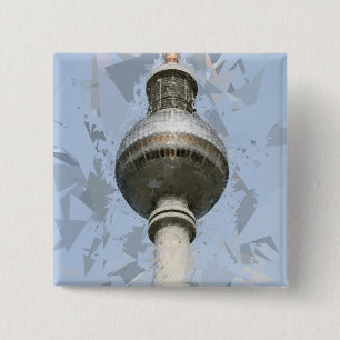 Berlin TV Tower Abstract Germany Travel Art 15 Cm Square Badge