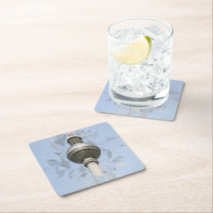 Berlin TV Tower Abstract Germany Travel Art Square Paper Coaster