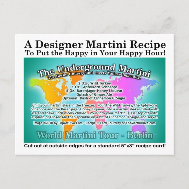 Berlin, Underground World Tour Martini Recipe Card (Front)
