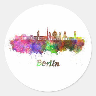 Berlin V2 skyline in watercolor Classic Round Sticker