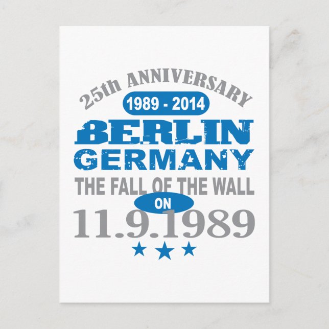 Berlin Wall Germany 25 Year Anniversary Postcard (Front)
