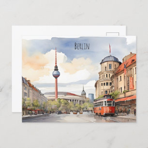 Berlin watercolor art postcard
