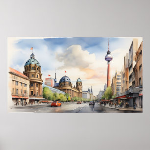 Berlin watercolor art poster