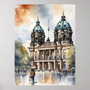 Berlin watercolor art poster