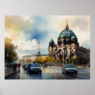 Berlin watercolor art poster