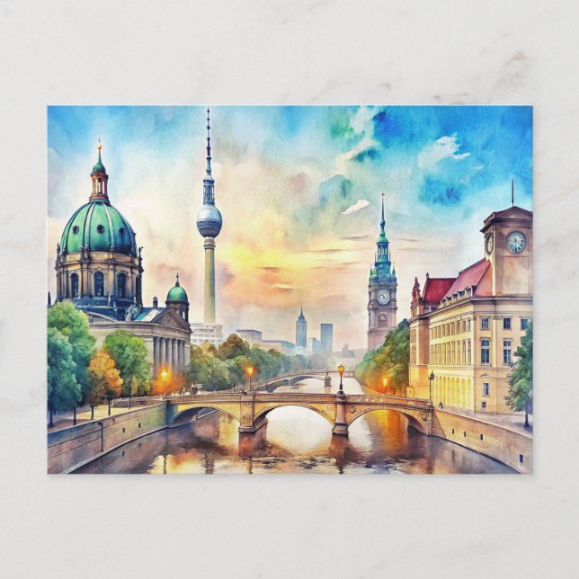 Berlin  Watercolor Painting Postcard (Front)